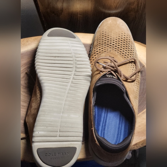 Cole Haan 2.0 Zerogrand Oxford Men's Shoes - Tan Perforated Suede, Size 13 - Picture 7 of 9